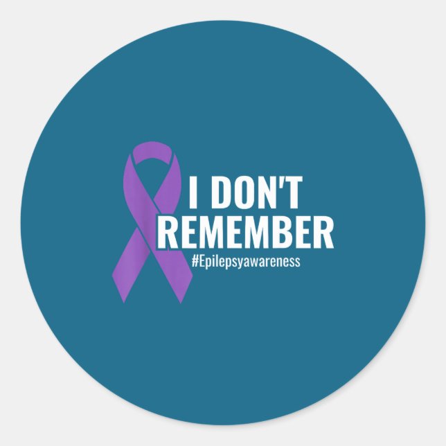 I Don't Remember Purple Ribbon Elepsy Awareness  Runder Aufkleber (Vorderseite)