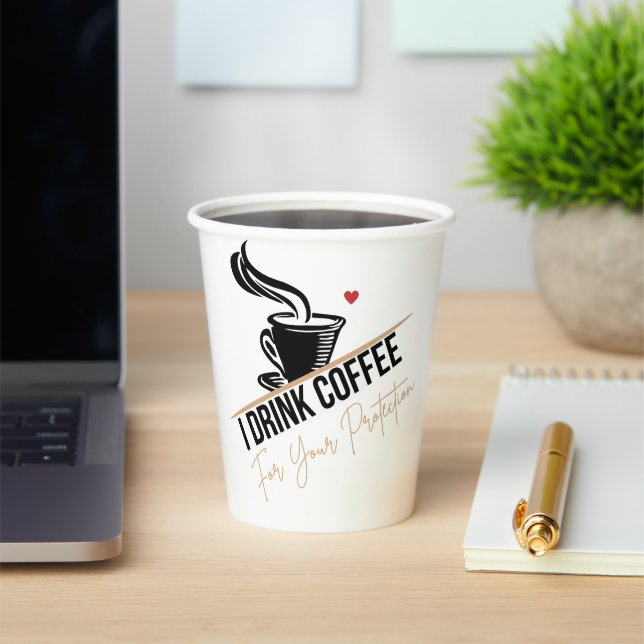 I Drink Coffee For Your Protection Tee Funny Retro Pappbecher (InSitu)