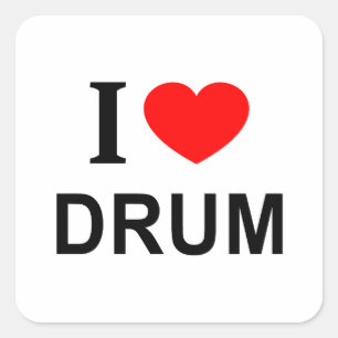 I ❤️ DRUM I LIEBE DRUM I HERZ DRUM QUADRATISCHER AUFKLEBER