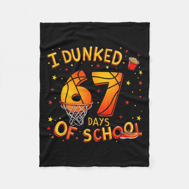 I Dunked 67 Days Of School Basketball Boys Kids  Fleecedecke (Vorderseite)