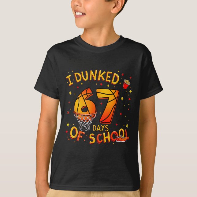 I Dunked 67 Days Of School Basketball Boys Kids  T-Shirt (Vorderseite)