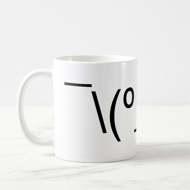 I Dunno LOL Ø\(º_o)/ Ø Emoticon Japanisch Kaomoji Tasse (Links)