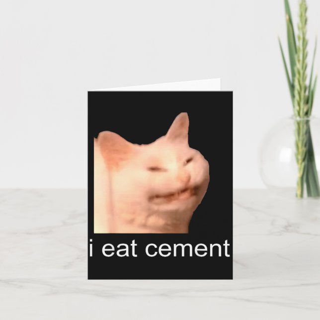 I Eat Cement Cursed Cat Funny Oddly Specific Meme  Karte (Vorderseite)