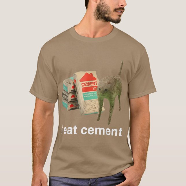I Eat Cement Cursed Cat Funny Oddly Specific Meme  T-Shirt (Vorderseite)