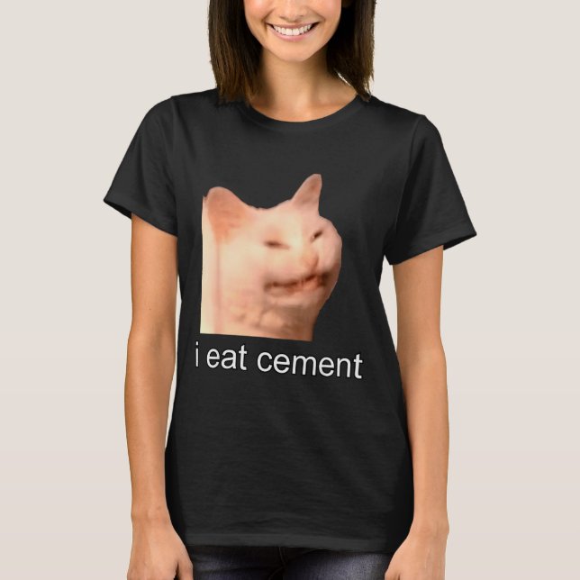 I Eat Cement Cursed Cat Funny Oddly Specific Meme  T-Shirt (Vorderseite)