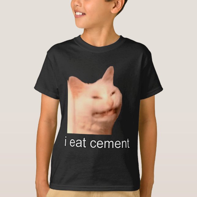 I Eat Cement Cursed Cat Funny Oddly Specific Meme  T-Shirt (Vorderseite)