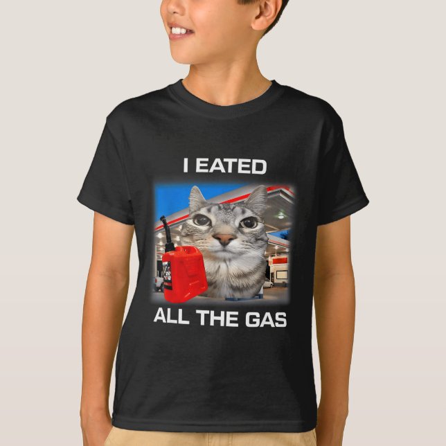 I Eated All The Gas Funny Silly Staring Cat Meme G T-Shirt (Vorderseite)