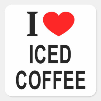 I ❤️ EISKAFFEE I LIEBE EISKAFFEE I HERZ EISERT C QUADRATISCHER AUFKLEBER