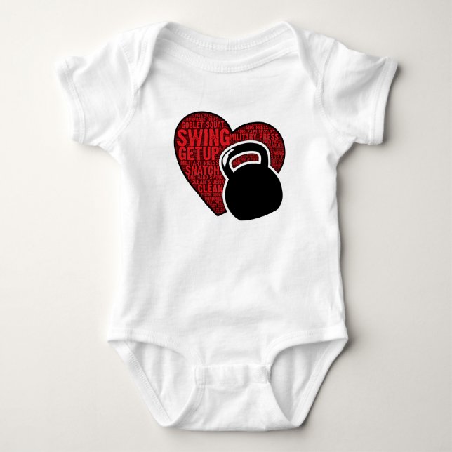 I ENTWURF DER LIEBE-KETTLEBELL BABY STRAMPLER (Vorderseite)