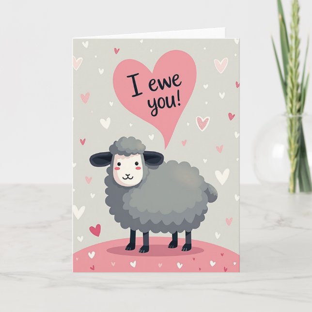 I Ewe You Funny Sheep Love Card Karte (Vorderseite)