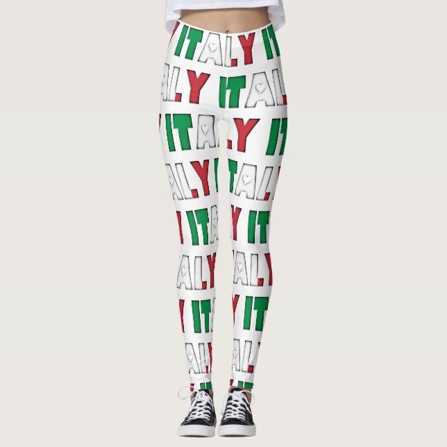 I färbt Liebe-Italien-Flagge Typografie-Muster Leggings (Vorderseite)