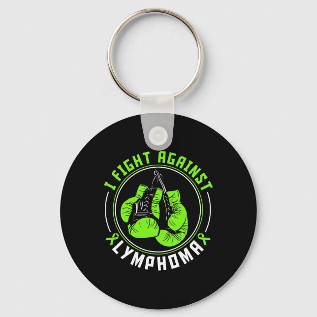 I Fight Lymphoma Awareness Support Boxing Gloves  Schlüsselanhänger (Vorderseite)