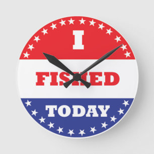 I Fished Today Runde Wanduhr