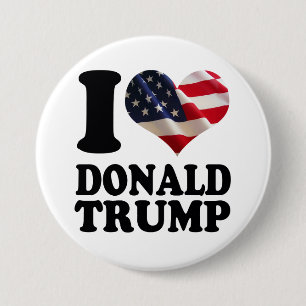 I Flagge-Herz Donald Trump Button