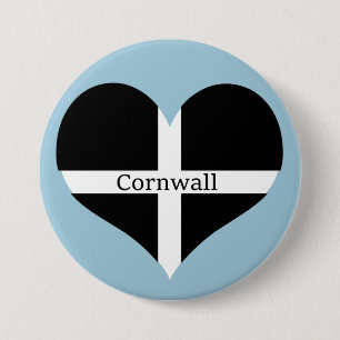 I Flaggen-Herz-Entwurf Liebe-Cornwall-St. Piran Button