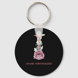 I Floral Monogram Name Letters Pink Agate Schlüsse Schlüsselanhänger