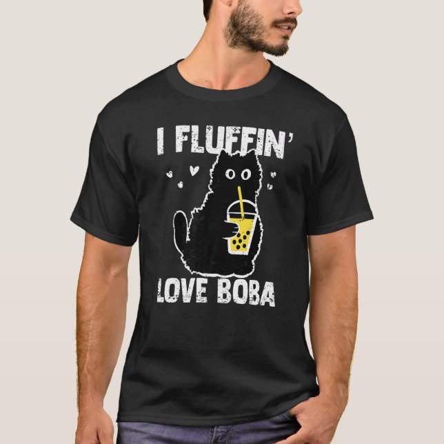 I Fluffinu2019 Liebe Boba Funny Cat Bubble Tea Wom T-Shirt (Vorderseite)