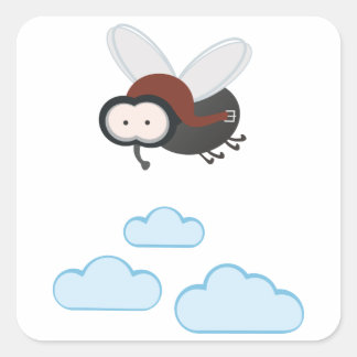 I fly so high - Puck die Stubenfliege Quadratischer Aufkleber