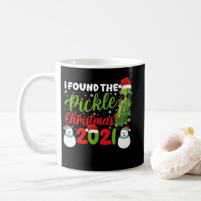 I Found The Pickle Christmas 2021 Santa Pickle Kaffeetasse (Mit Donut)