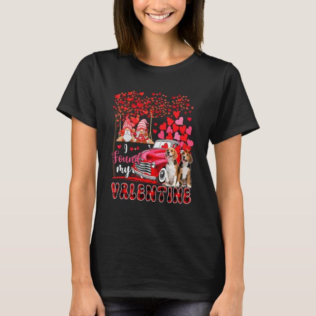 I Found Valentine Two Cute Beagles Couple Gnomes P T-Shirt (Vorderseite)