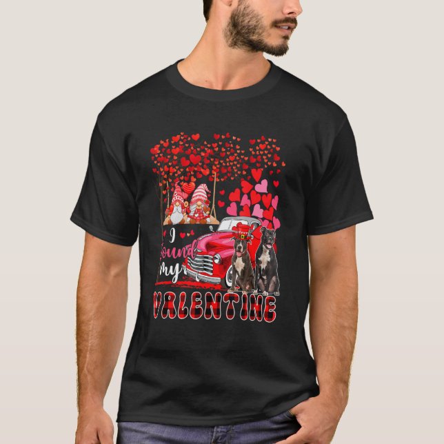 I Found Valentine Two Cute Pit Bulls Couple Gnomes T-Shirt (Vorderseite)