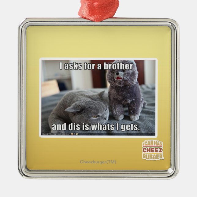 I fragt für einen Bruder Silbernes Ornament (Vorne)