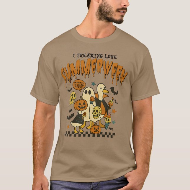 I Freaking Love Summerween Cute Ghost Summer Hallo T-Shirt (Vorderseite)