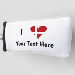 I (Funky Heart Shaped Danish Flag) Ihr Text Golf Headcover