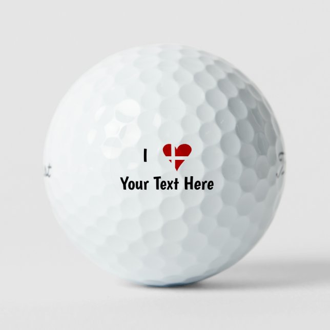 I (Funky Heart Shaped Danish Flag) Ihr Text Golfball (Vorderseite)