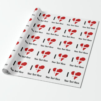 I (Funky Heart Shaped Danish Flag) Your Text Geschenkpapier