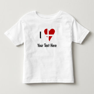 I (Funky Heart Shaped Danish Flag) Your Text Kleinkind T-shirt