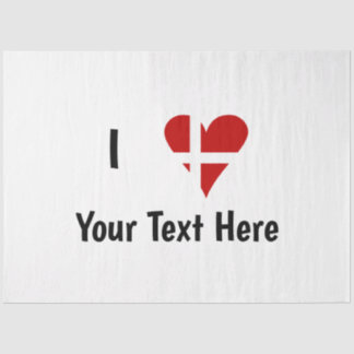I (Funky Heart Shaped Danish Flag) Your Text Seidenpapier
