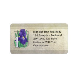 I für die Iris-Blume Monogram Adressaufkleber