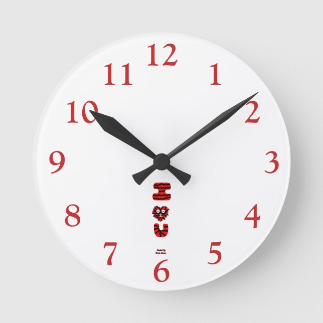 I Fuzzy U Acrylic Wall Clock Runde Wanduhr (Vorderseite)