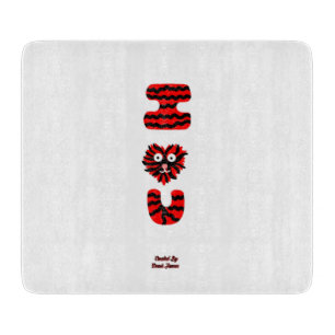 I Fuzzy U Glas Cutting Board (15,2 cm x 17,8 cm) Schneidebrett