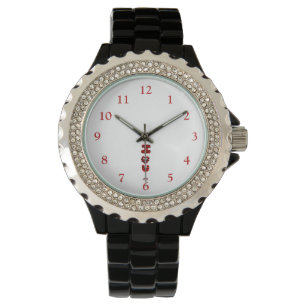 I Fuzzy U Women's Kristall Black Enamel Watch Armbanduhr