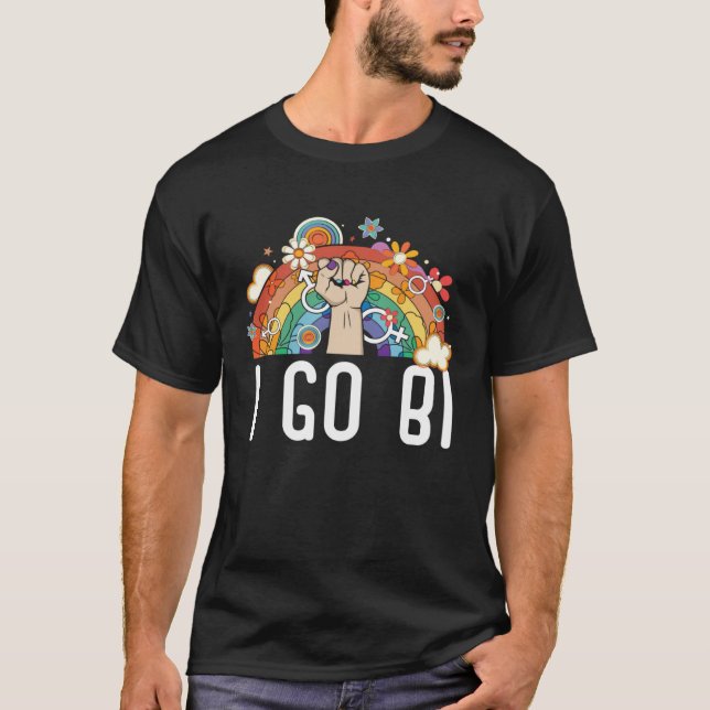 I Go Bi Bisexual Rainbow Pride March Bisexuality L T-Shirt (Vorderseite)
