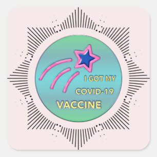 I Got My COVID-19 Vaccine Vaccination Quadratischer Aufkleber