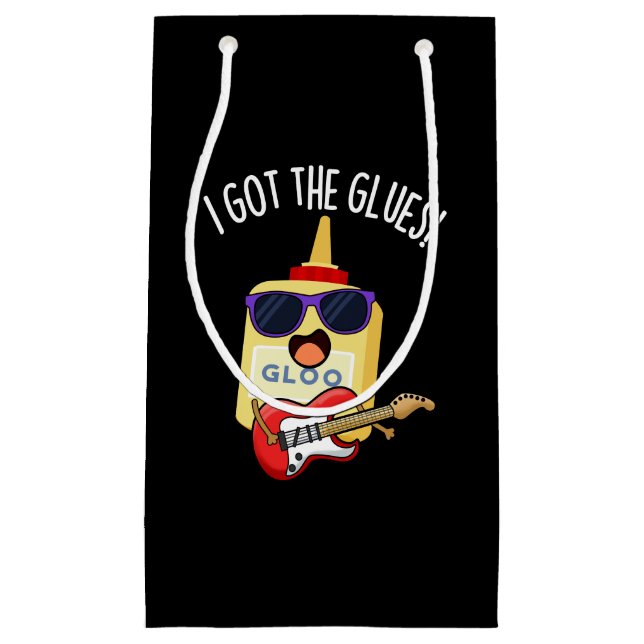 I Got The Glues Funny Blues Pun Dark BG Kleine Geschenktüte (Vorderseite)