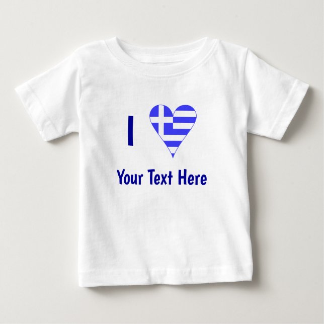 I (Greek Heart Flag) Your Text Baby T-shirt (Vorderseite)