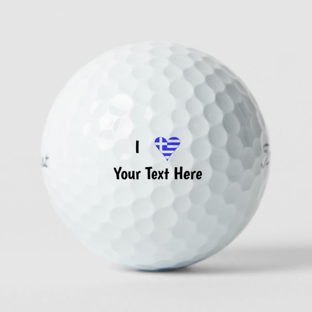 I (Griechische Flagge Funky Heart) Ihr Text Golfball (Vorderseite)