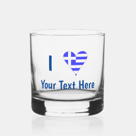 I (Griechische Flagge Funky Heart) Ihr Text Whiskyglas