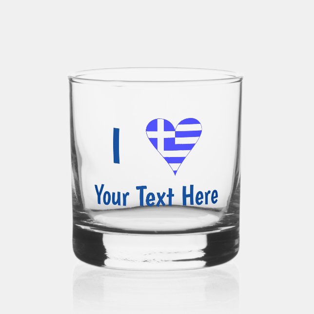 I (Griechische Flagge Funky Heart) Ihr Text Whiskyglas (Vorderseite)