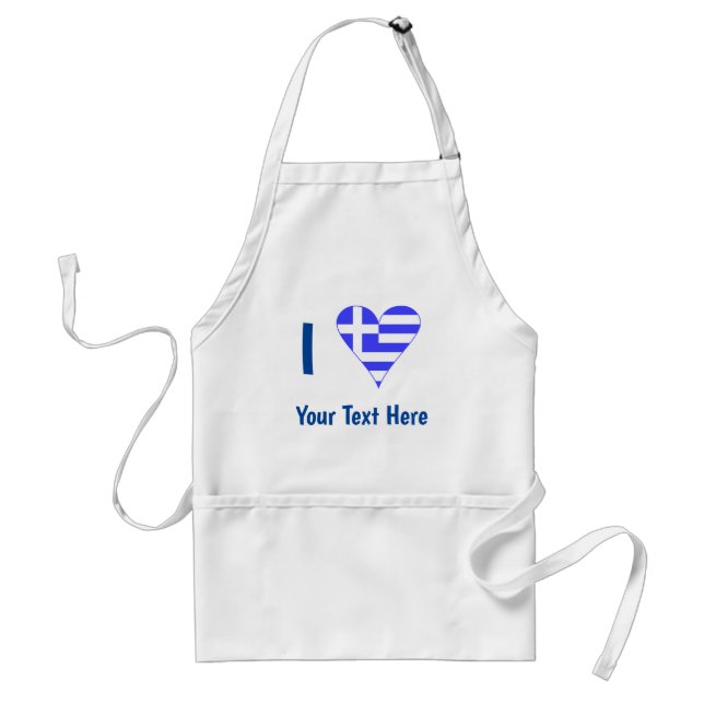 I (Griechisches Flaggenherz) Ihr Text Schürze (Vorne)
