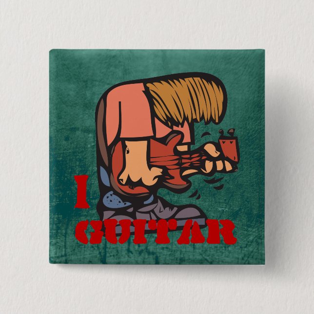 I Guitar - Fun Rock Gitarrist wird verrückt Button (Vorderseite)