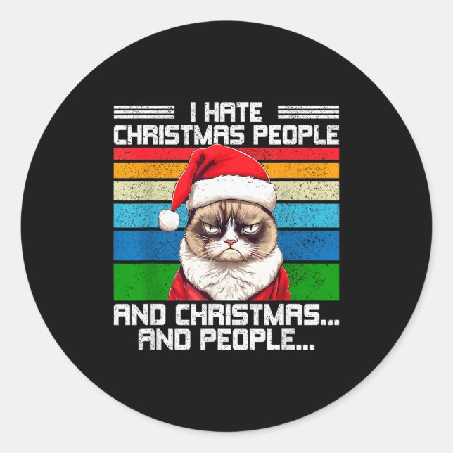 I Hate Christmas Holidays Haters Black Uni-adults  Runder Aufkleber (Vorderseite)