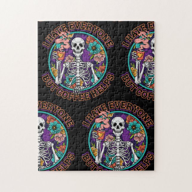 I Hate Everyone Coffee Helps Coffee Lover Gifts  Puzzle (Vertikal)