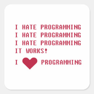 I HATE PROGRAMMIERING QUADRATISCHER AUFKLEBER