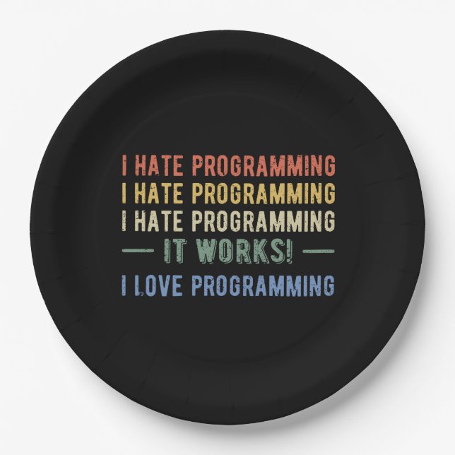 I Hate Programming - Funny Programmer I Pappteller (Vorderseite)