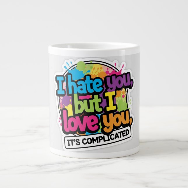 I Hate You But I Love You Sticker Jumbo-Tasse (Vorderseite)
